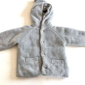GAP boys gray padded pearl knit sweater hoodie jacket